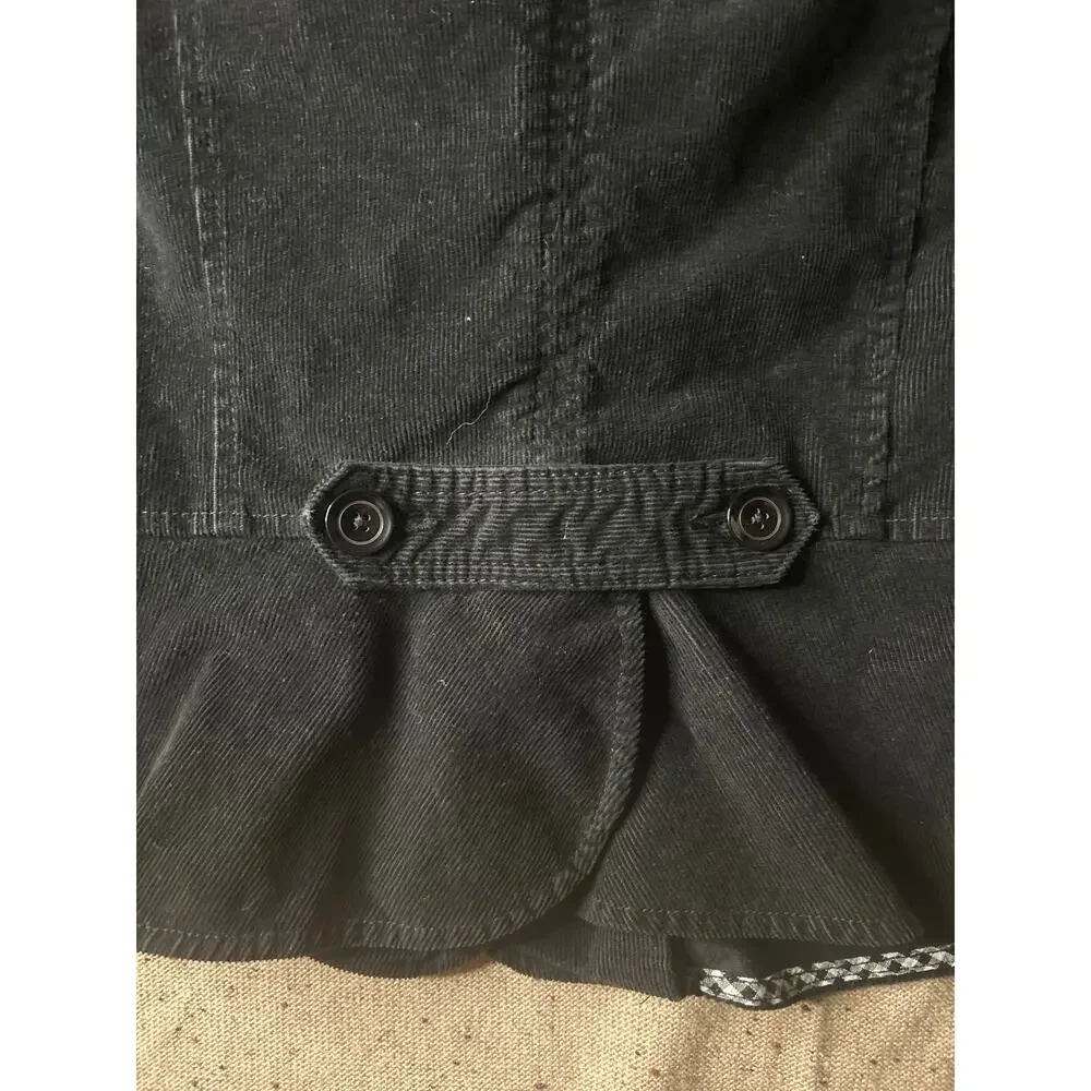 St Johns Bay Black Corduroy Stretch Fitted Blazer Gingham Trim XL Women's - Picture 8 of 9